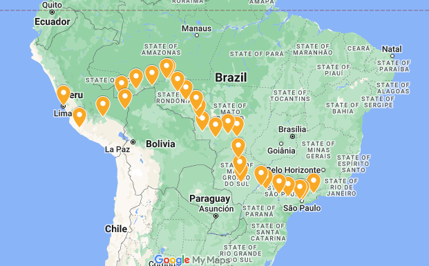 rota de ônibus brasil peru