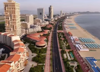 Zona Turística Costeira de Wonson Kalma (Foto: Agência Central de Notícias da Coreia)