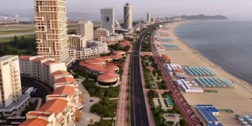 Zona Turística Costeira de Wonson Kalma (Foto: Agência Central de Notícias da Coreia)