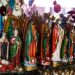 Buga, Colombia - October 2021.  Sale of religious articles close to the Minor Basilica of the Lord of Miracles located in the city of Buga in Colombia