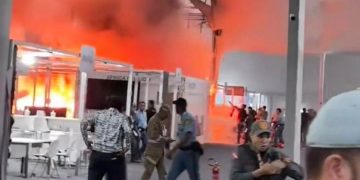 Incêndio atinge pavilhão da COP30 (Reprodução / Redes Sociais)