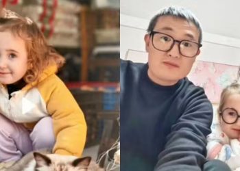 família chinesa criança loira