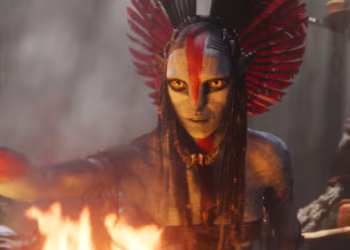 Oona Chaplin em cena de 'Avatar: Fogo e cinzas' (Foto: Divulgação)