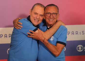 Luis Roberto e Galvão Bueno (Foto: Helena Barreto / TV Globo)