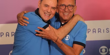 Luis Roberto e Galvão Bueno (Foto: Helena Barreto / TV Globo)