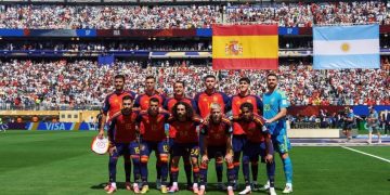 Seleção espanhola na final da Copa do Mundo 2026 (Foto: Reprodução/X @SEFutbol)