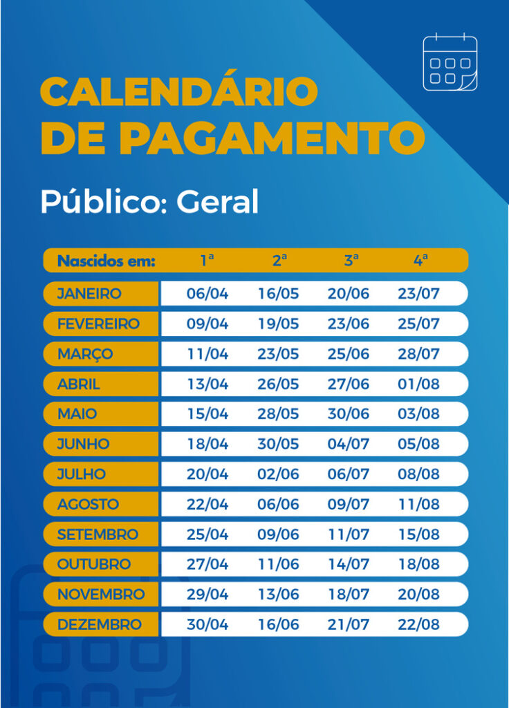 Calendário de pagamento das parcelas do auxílio emergencial. - Arte/Agência Brasil