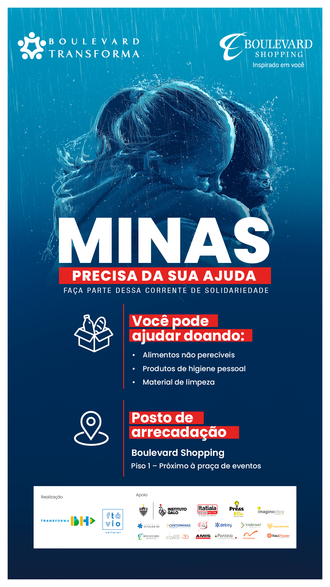 Boulevard Shopping integra campanha arrecada doações para atingidos pela chuva em minas