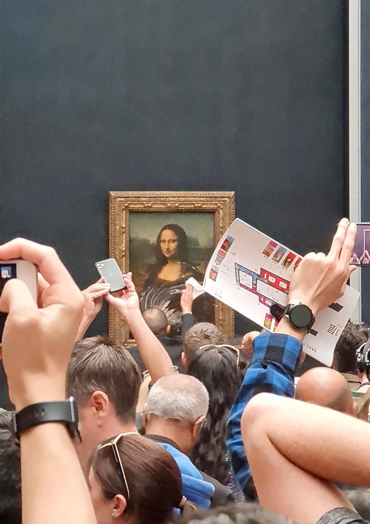 Mona Lisa saiu ilesa, mas manchada de bolo em protesto climático