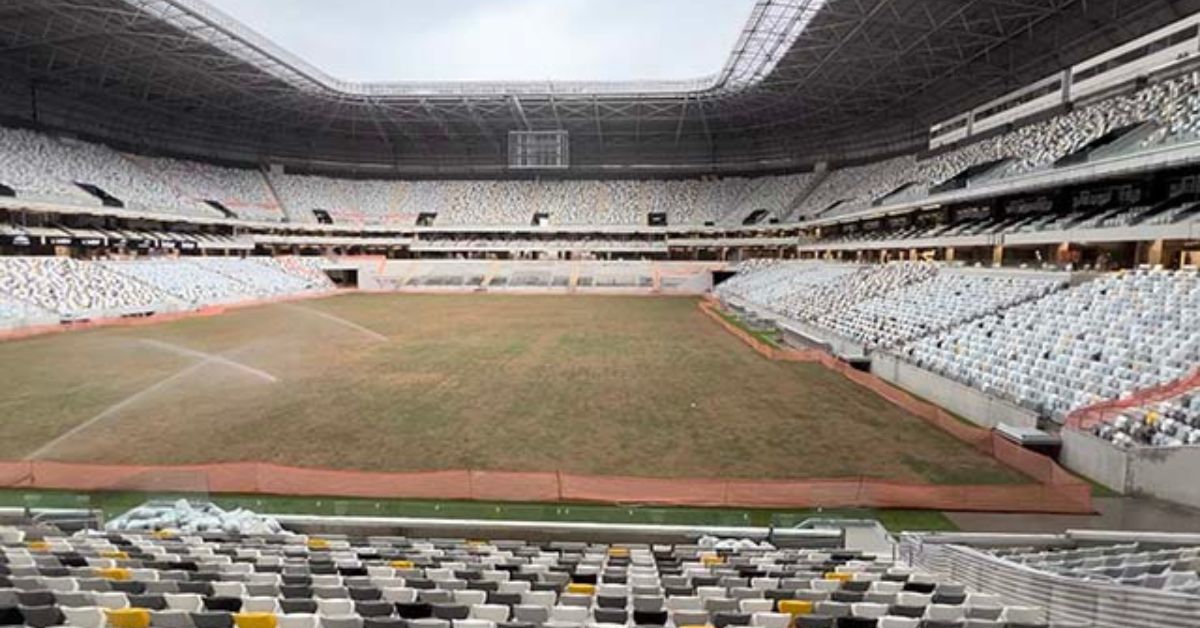 A construção da Arena MRV, estádio do Clube Atlético Mineiro, está quase pronta | Crédito: Leonardo Morais
