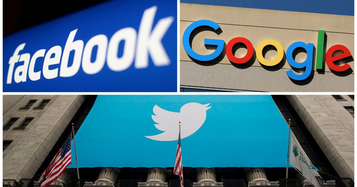 Foto combinada de arquivos dos logotipos do Facebook, Google e Twitter | Crédito: Reuters