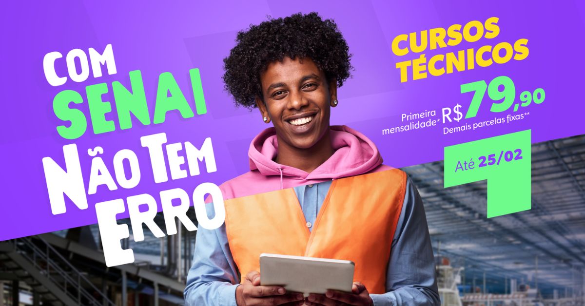 Estão abertas inscrições para curso técnico no Senai