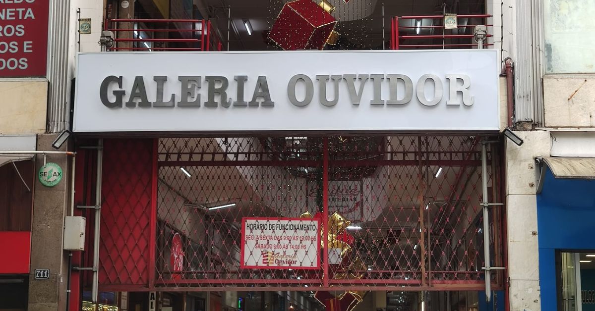 O projeto inclui intervenções na fachada do centro comercial | Crédito: Site da Galeria Ouvidor / Reprodução