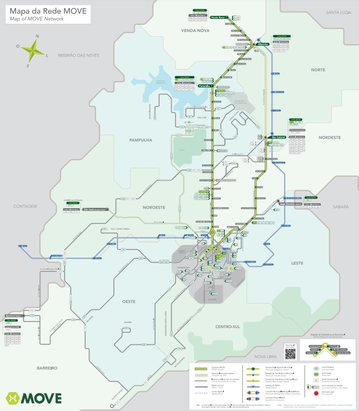 Mapa do Move, sistema BRT de Belo Horizonte