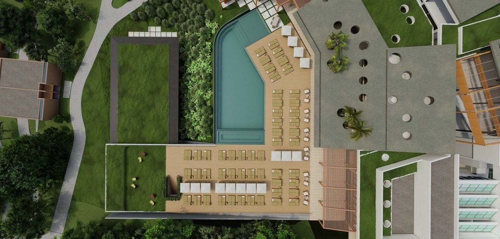 Perspectiva do hotel em Inhotim