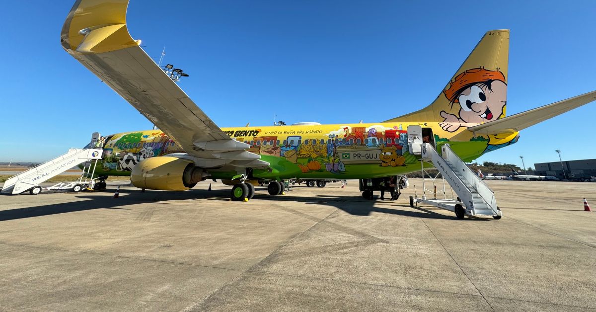 Chico Bento estampa avião da Gol com primeira viagem partindo de Confins