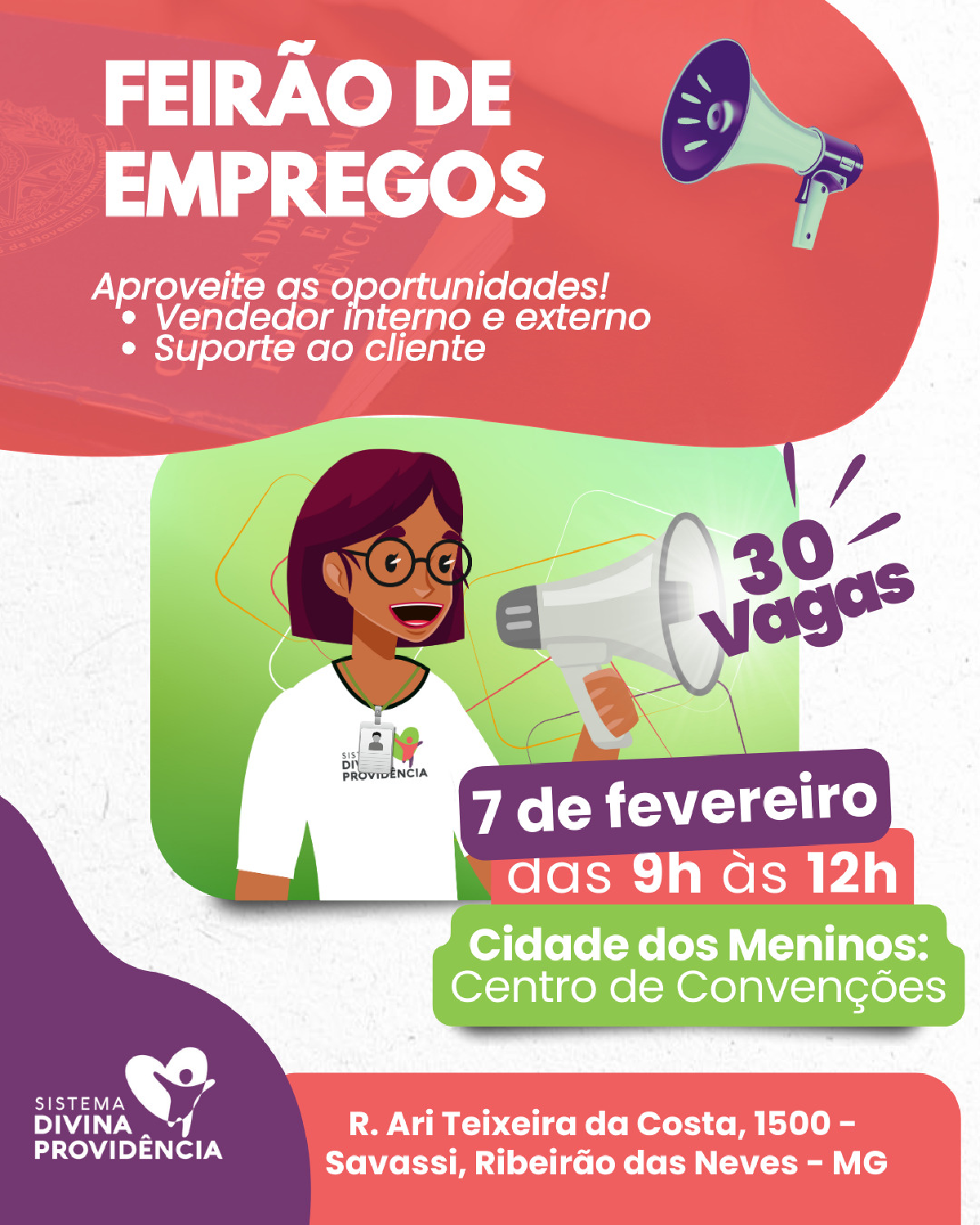 Sistema Divina Providência realiza feirão de empregos em Ribeirão das Neves