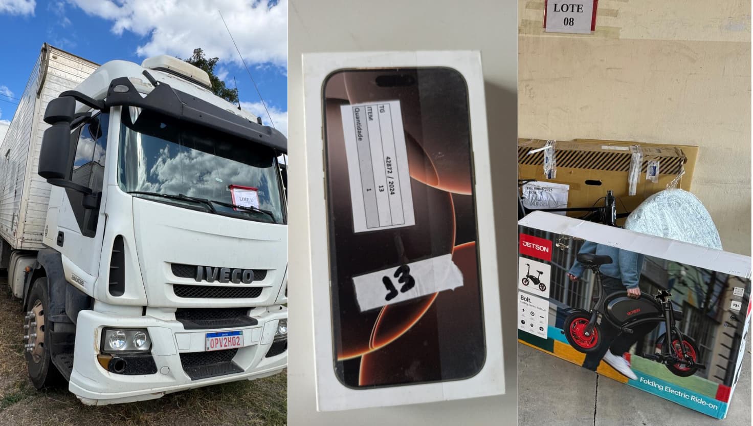 Caminhão, iPhone e bicicleta: leilão da Receita Federal em Minas tem lotes a partir de R$ 150