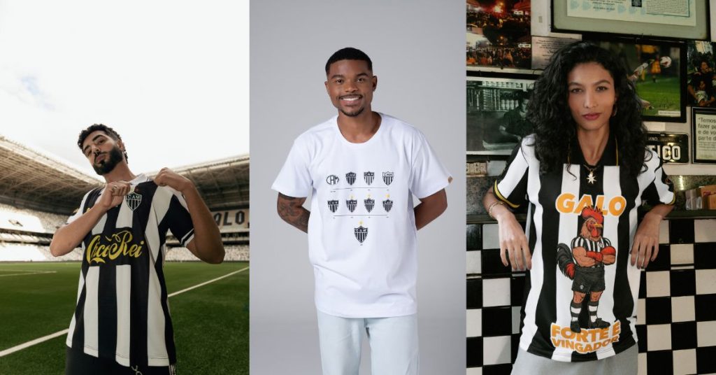 Camisas da colab entre Chico Rei e Atlético Mineiro.