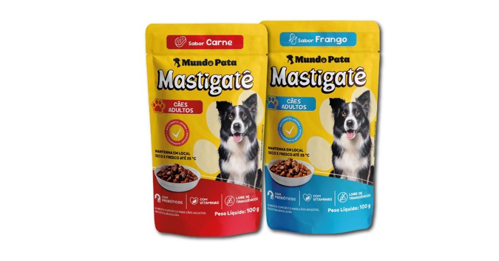 Saches de ração para cães da Mastigatê.