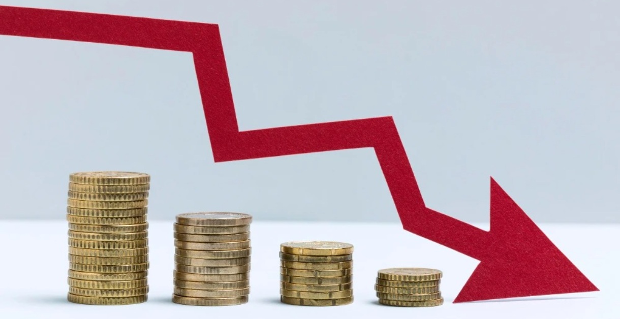 Gráfico com moedas para baixo