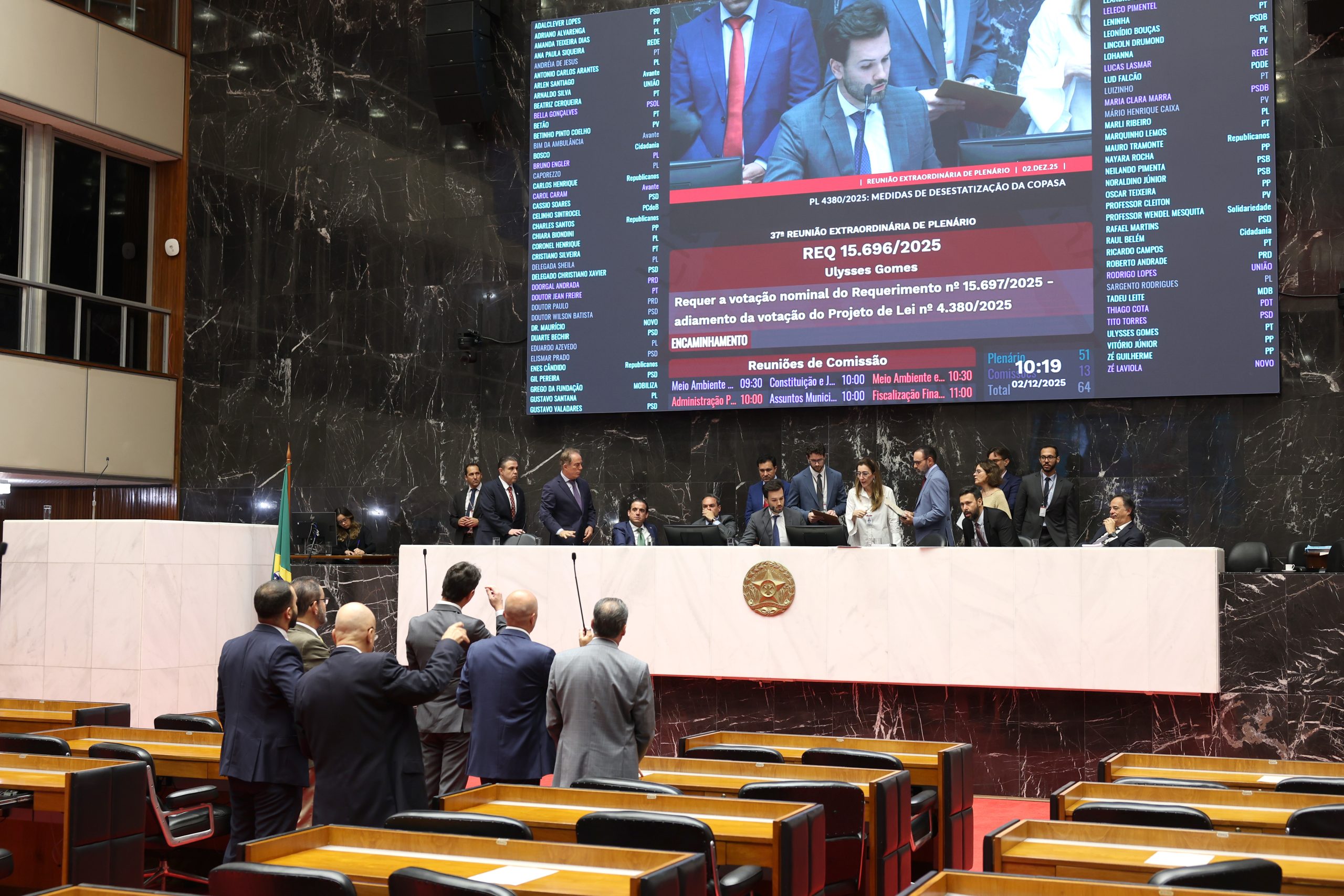 ALMG aprova em 1º turno projeto que autoriza privatização da Copasa