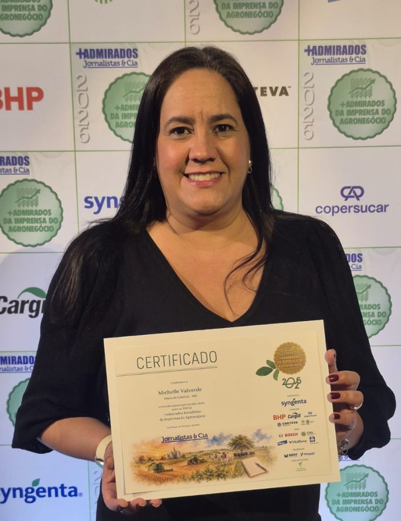 Repórter do Diário do Comércio Michelle Valverde participa da premiação dos +Admirados da Imprensa do Agronegócio 2026