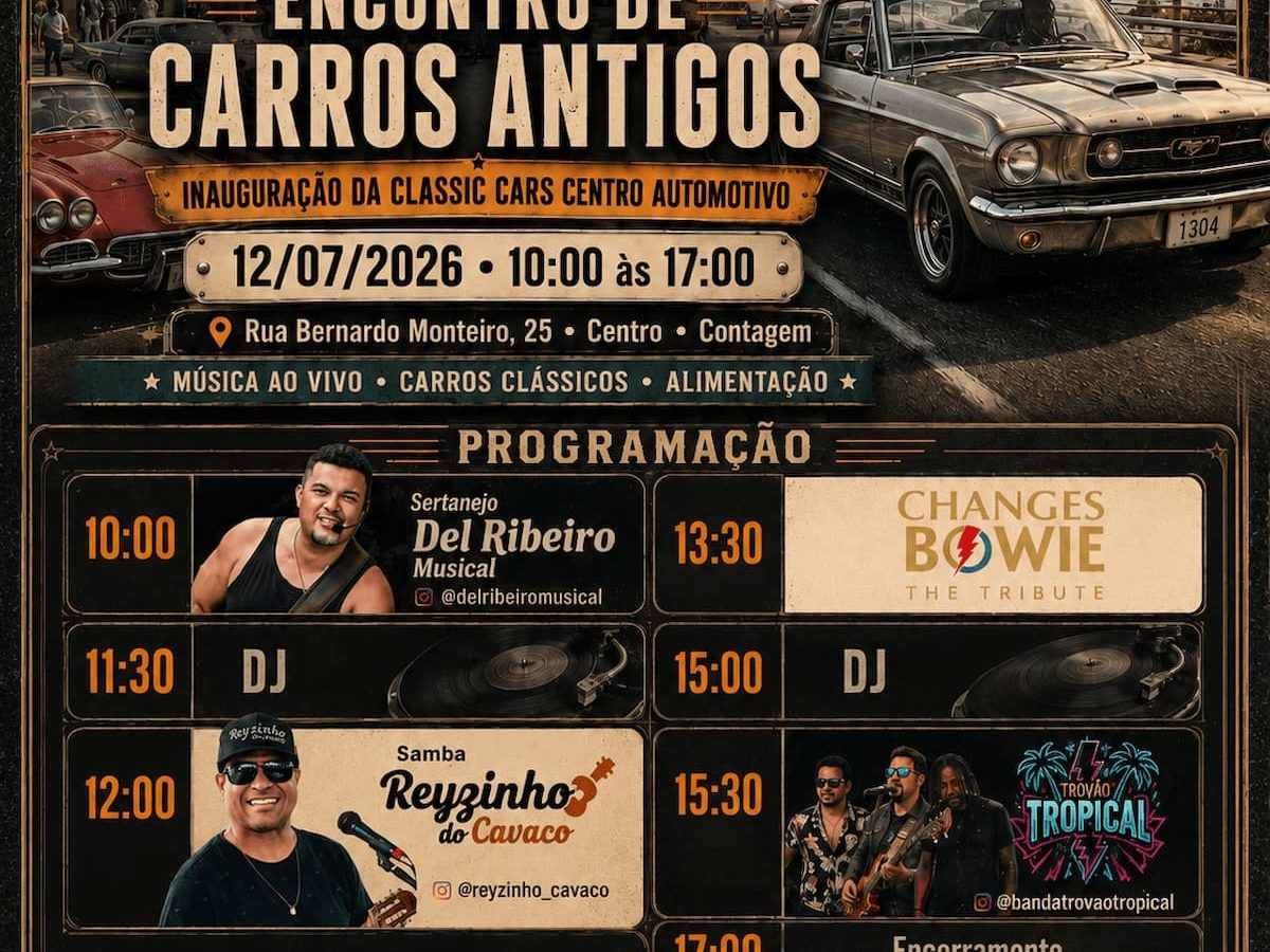 encontro de carros antigos em contagem