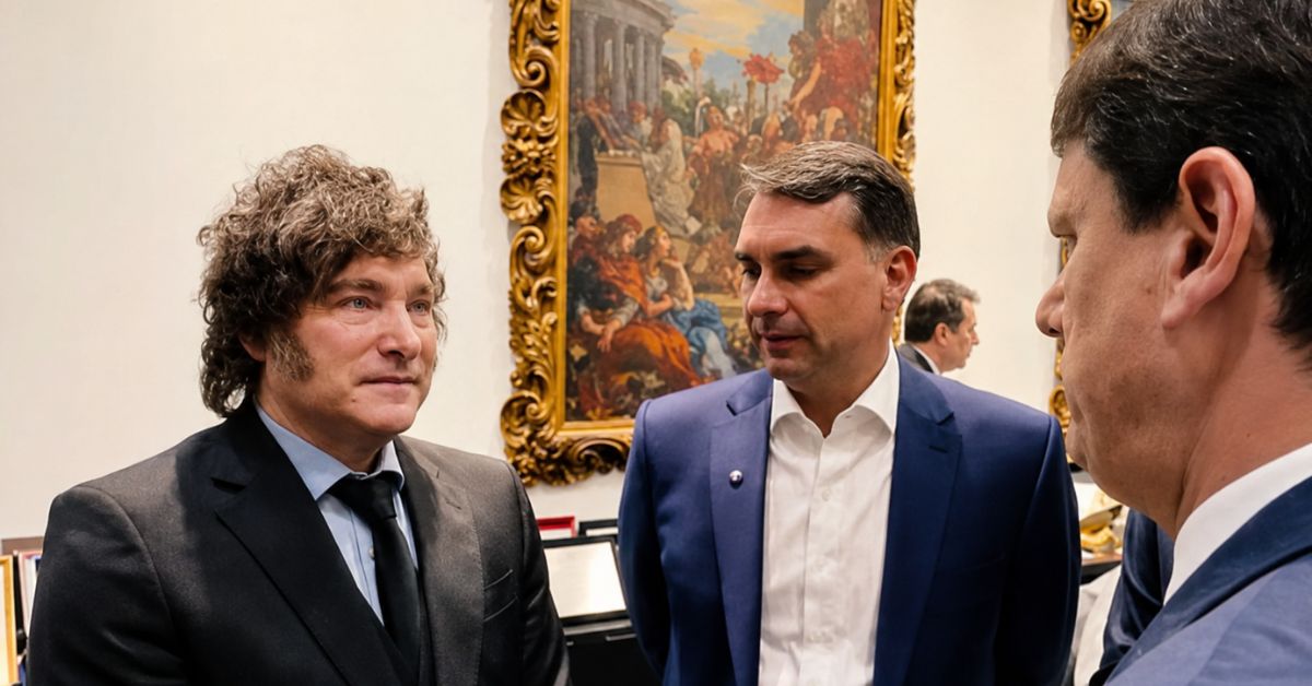 Flávio Bolsonaro posta vídeo com Javier Milei e fala em combater o terrorismo