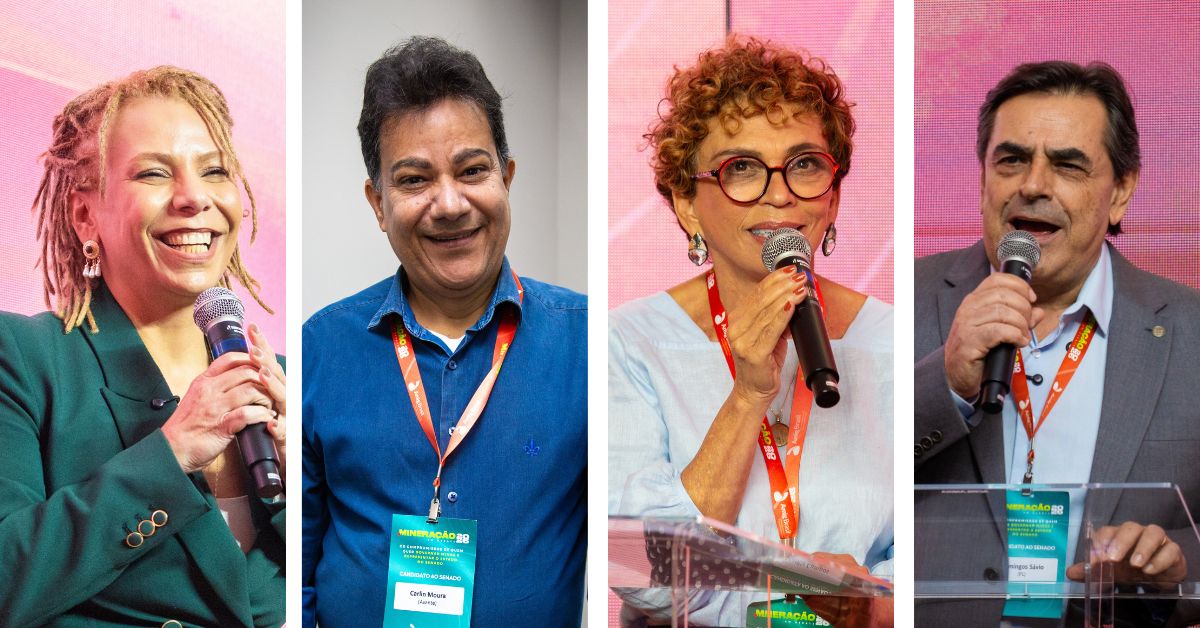 Áurea Carolina (PSOL), Carlin Moura (Avante), Marília Campos (PT) e Domingos Sávio (PL) em evento da Amig