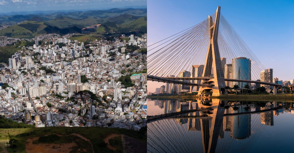 Na montagem, as cidades de JF e SP