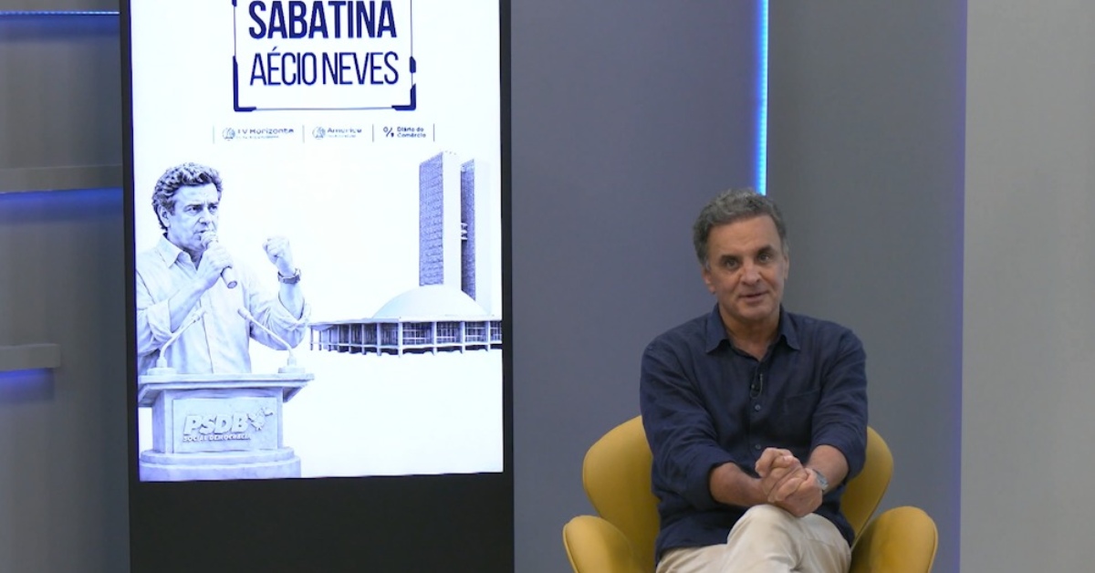 Candidatos ao Senado, Aécio Neves e Manoel Carvalho criticam polarização em sabatina