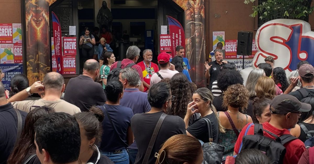 Greve dos bancários da Caixa e do Banco do Brasil em Belo Horizonte, Minas Gerais.
