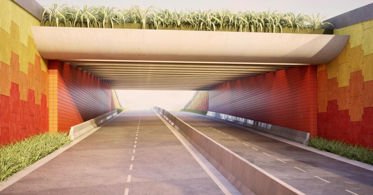 Imagem mostra a perspectiva de uma obra viária